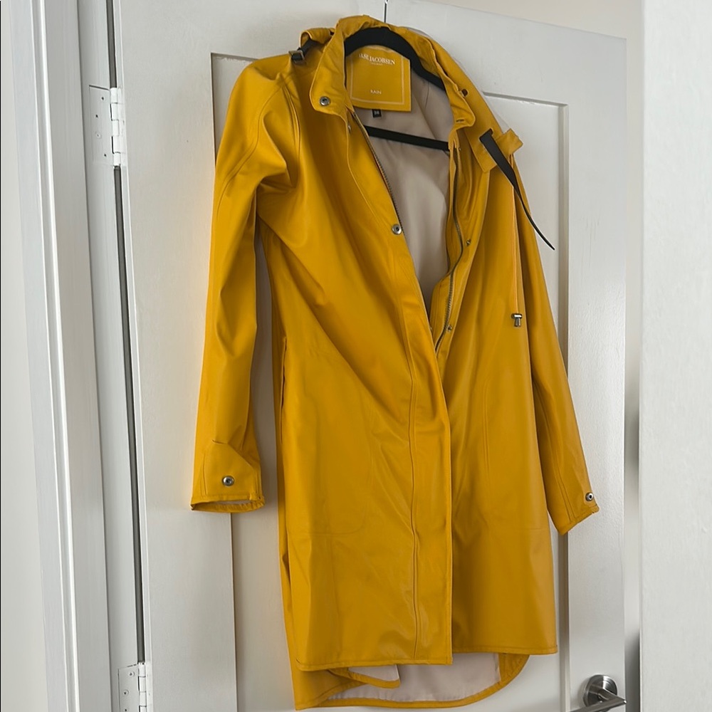 Ilse Jacobsen Yellow Trench Coat Weather-Resistant Hooded